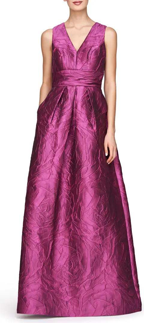 Kay Unger Mariah Crinkle Pleated Gown | Nordstrom | Nordstrom