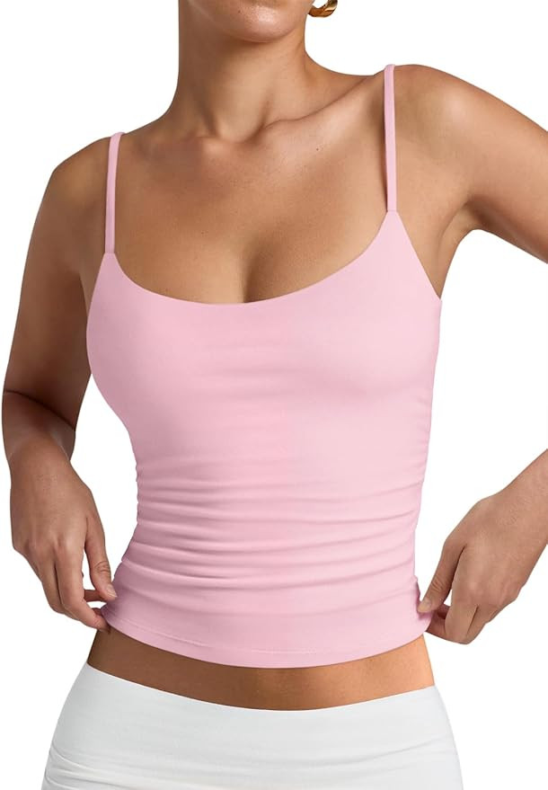 PINKMSTYLE Women's Basic Double Lined Scoop Neck Tank Tops Adjustable Cami Tank Summer Sleeveless... | Amazon (US)