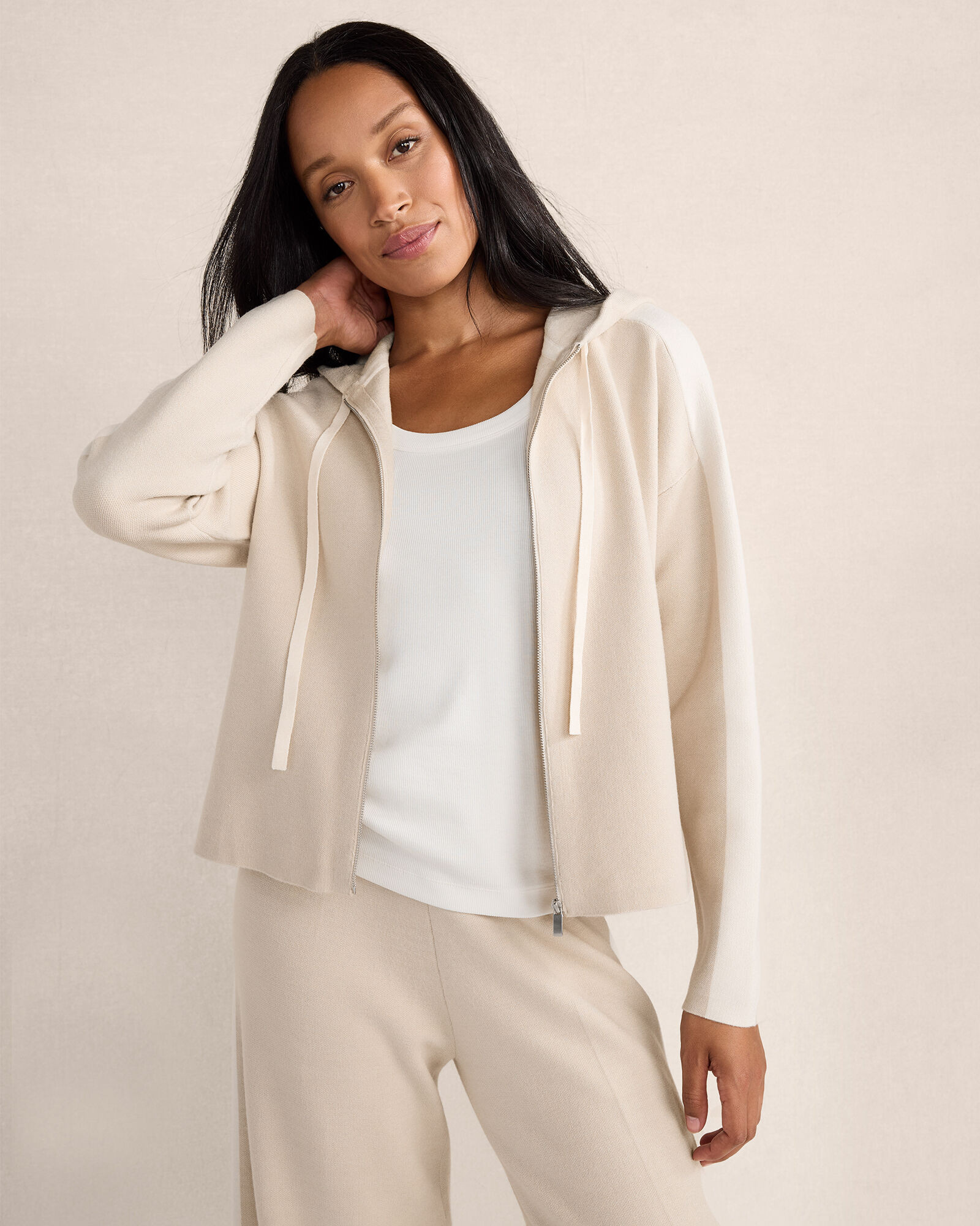 Tuxedo Stripe Zip-Up Hoodie | Haven Well Within