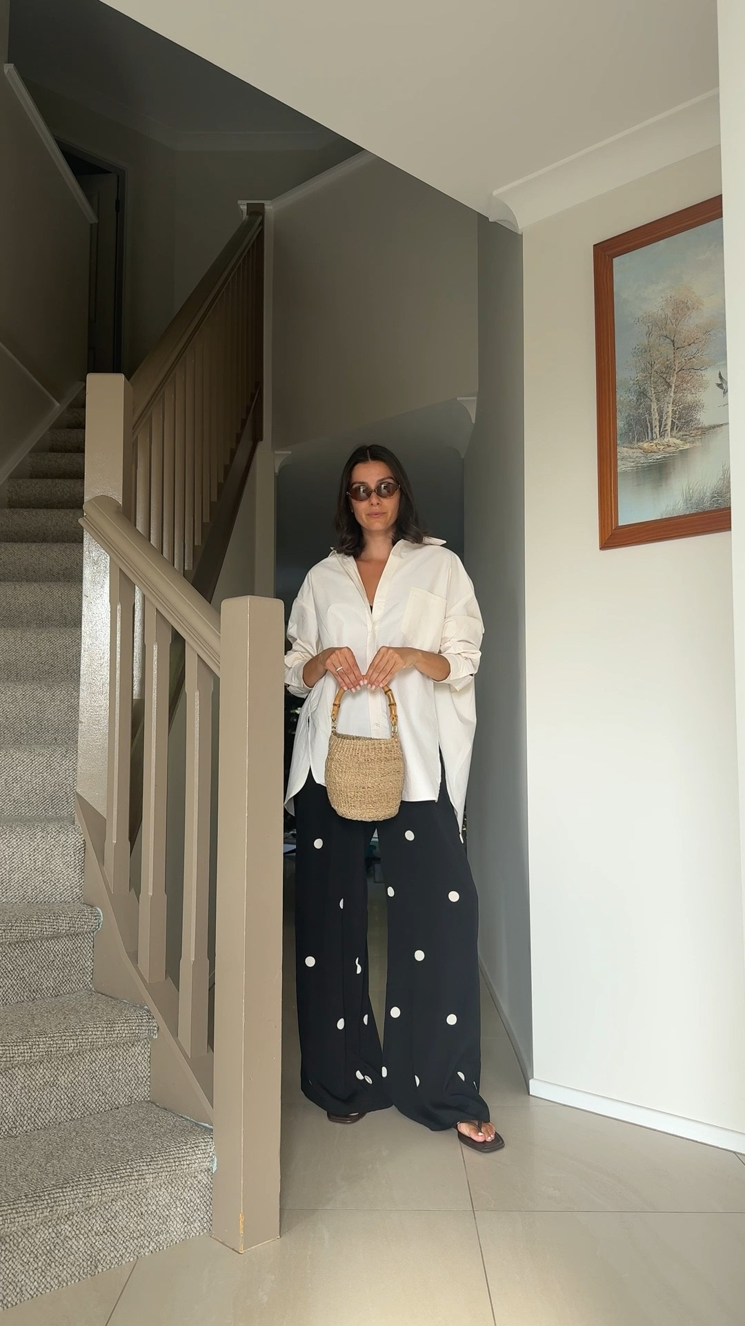 What I wore today as a mum of two toddlers. A comfy oversized shirt with a lace bralette underneath. The shirt is the Dissh Rhea 2.0 in Cream. I am wearing a size 8. It is quite oversized so size down. Pants are also Dissh. I purchased these in July and they are unfortunately sold out but I have linked a similar style. Thongs are Billini and Bag is Seed. Sunglasses MUIMIU. 

#LTKstyletip #LTKaustralia