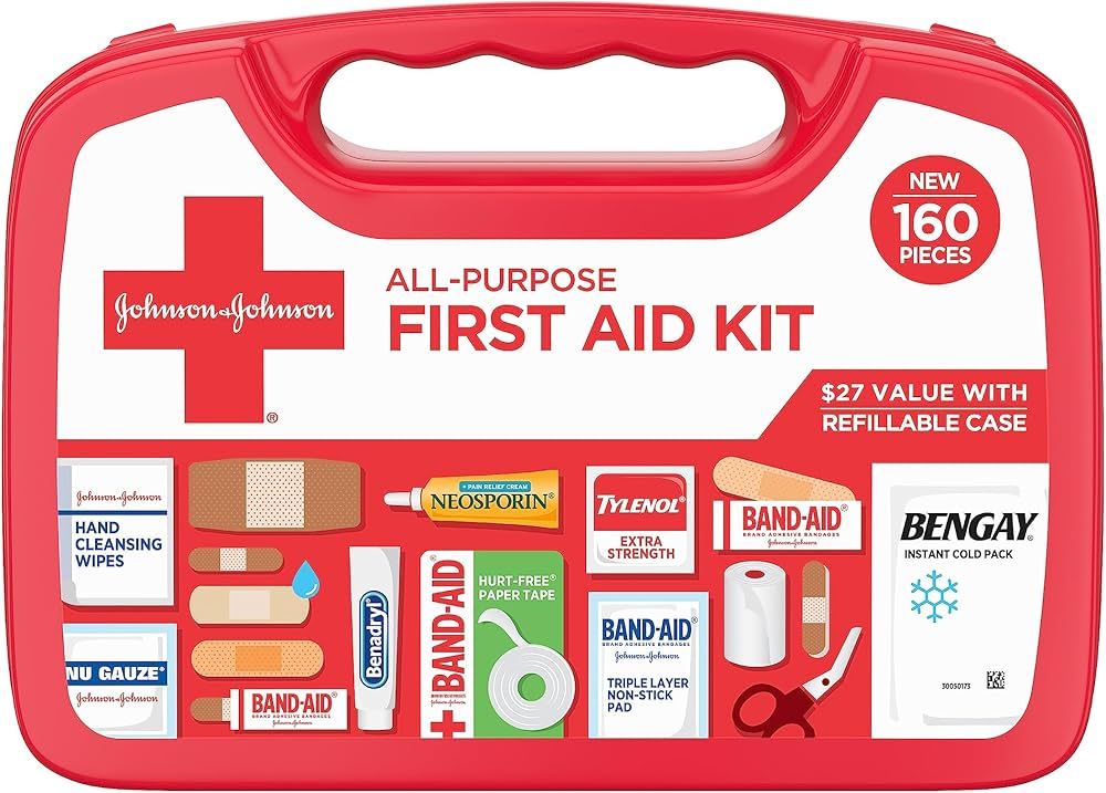 Johnson & Johnson All-Purpose Portable Compact First Aid Kit for Minor Cuts, Scrapes, Sprains & B... | Amazon (US)