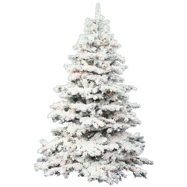 7.5' x 68" Flocked Alaskan Tree with Tree with 900 Multi-Colored Italian LED Lights | Bed Bath & Beyond