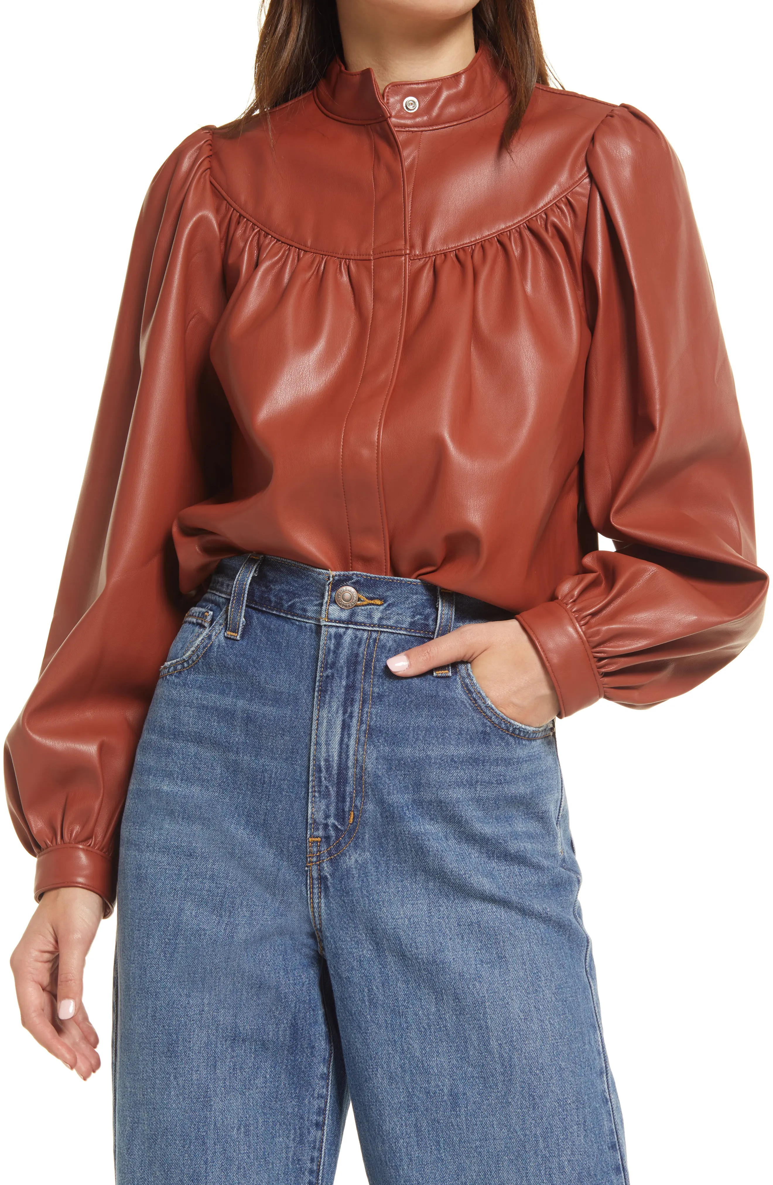 levi's Darby Faux Leather Shirt in Brandy Brown at Nordstrom, Size X-Small | Nordstrom