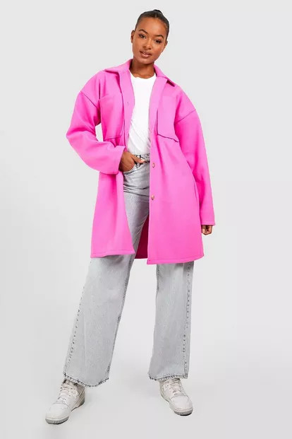 Tall Wool Look Oversized Utility Shacket | Boohoo.com (US & CA)