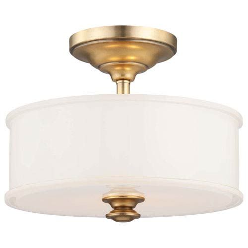 Mill & Mason Bridgewater Gold Two Light Drum Semi Flush Mount | Bellacor | Bellacor