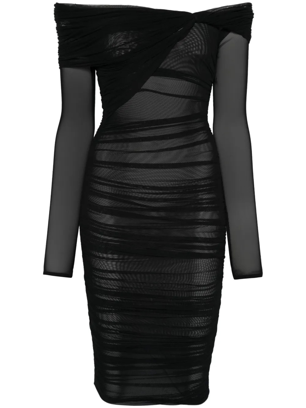 Mugler off-shoulder Mini Dress | Black | FARFETCH | Farfetch Global