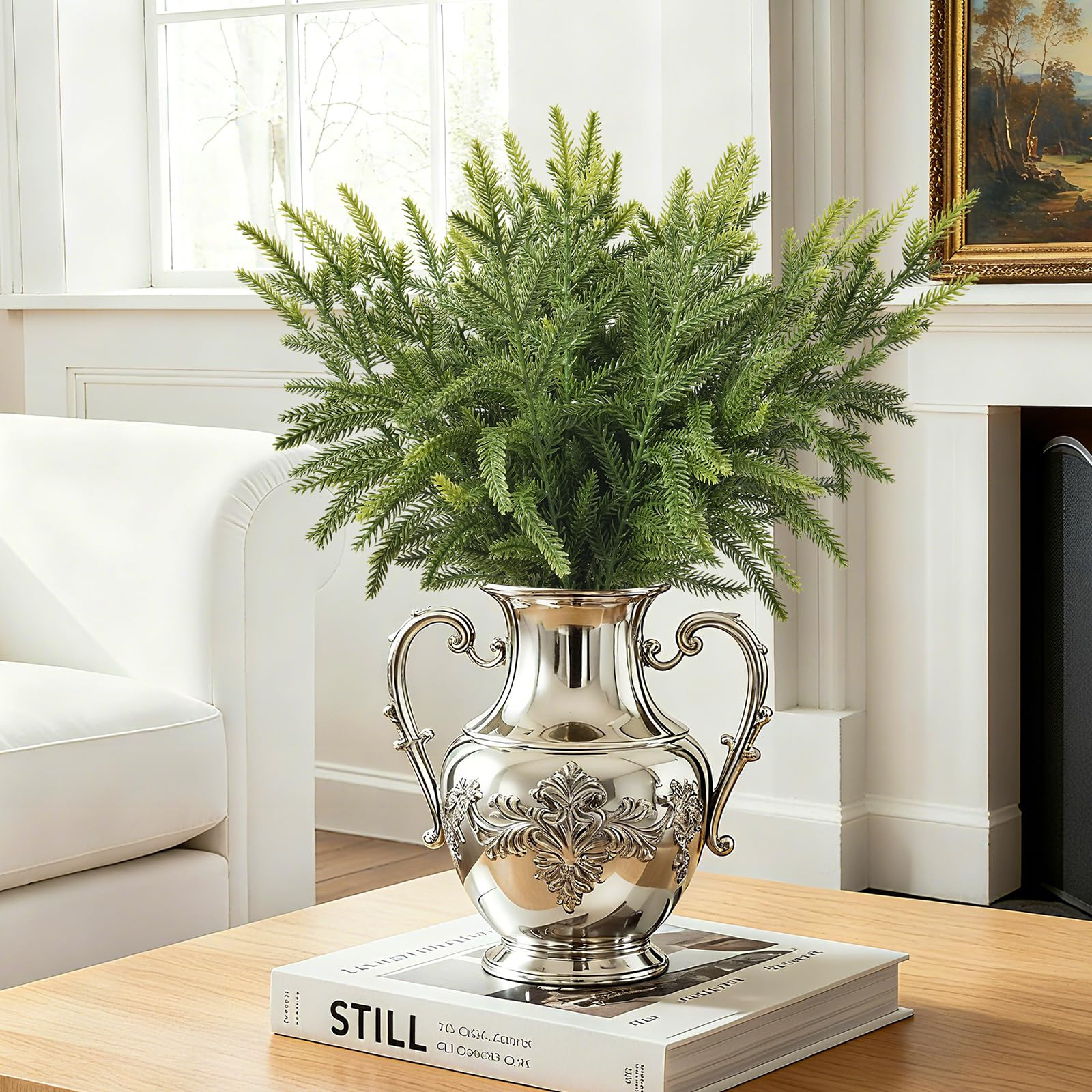 30 PCS Real Touch Christmas Norfolk Pine Stems Branches, 13 Inch Soft Droopy Artificial Greenery ... | Amazon (US)