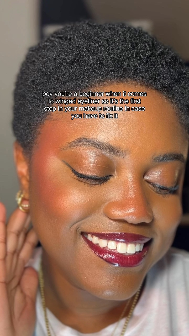 my biggest tips when it comes to trying new makeup techniques is to give yourself time to practice and create room to make mistakes in your routine💋 

eyeliner from @glamazonbeautycosmetics 🫶🏾 

#blackgirlmakeupvideos #wingedeyelinertutorial #makeuptipsforbeginners

#LTKBeauty