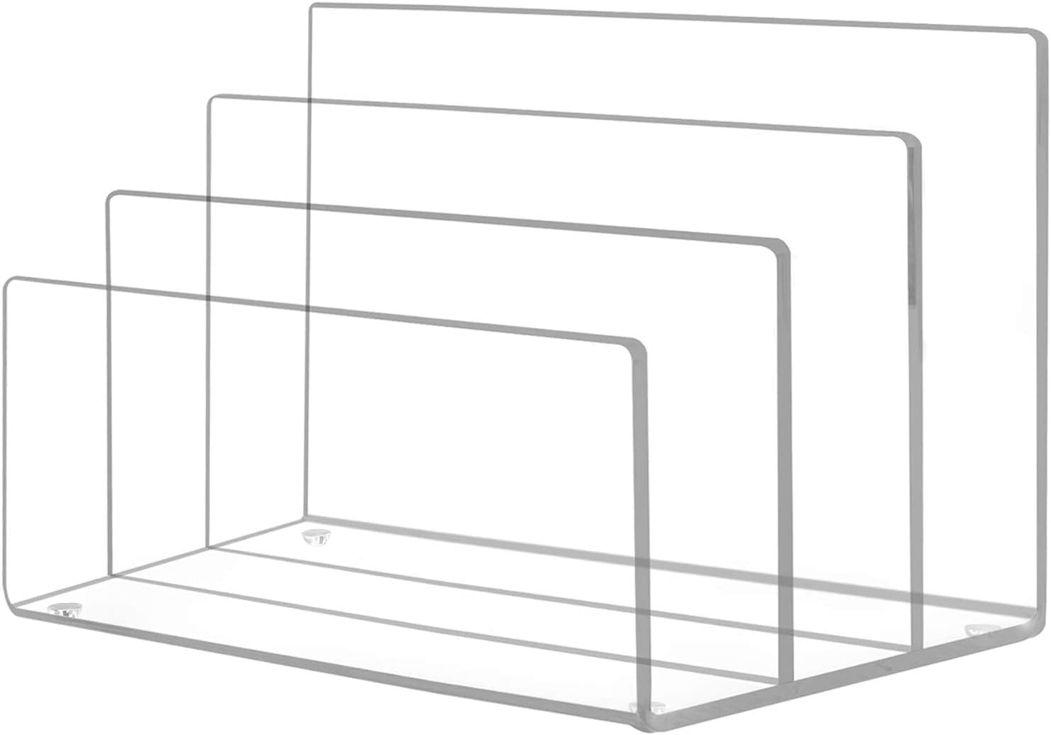 KTRIO Acrylic File Holder 3 Sections, File Organizer for Desk Clear Desk Organizer File Sorter Fi... | Amazon (US)