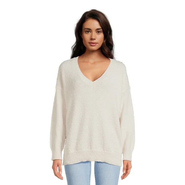 Dreamers By Debut Women's Oversized Tunic V Neck Sweater, Midweight - Walmart.com | Walmart (US)