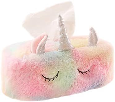 Amazon.com: Lifenanny Colorful Unicorn Tissue Box Cover, Cute Plush Tissue Box Holder Decorative ... | Amazon (US)