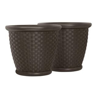 Sonora 18 in. Round Java Blow Molded Plastic Planter (2-Pack) | The Home Depot