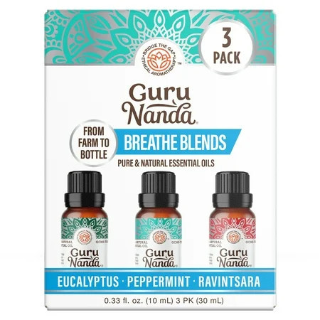 GuruNanda Breathe Essential Oil Blends for Congestion, Sinus & Aromatherapy - Set of 3 | Walmart (US)