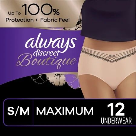Always Discreet Boutique Incontinence Underwear Maximum Rosy Size S/M 12 Ct | Walmart (US)