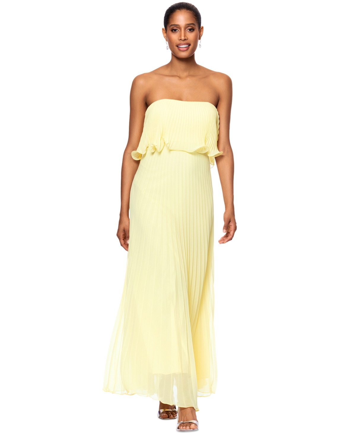Betsy & Adam Women's Pleated Strapless Gown - Macy's | Macy's