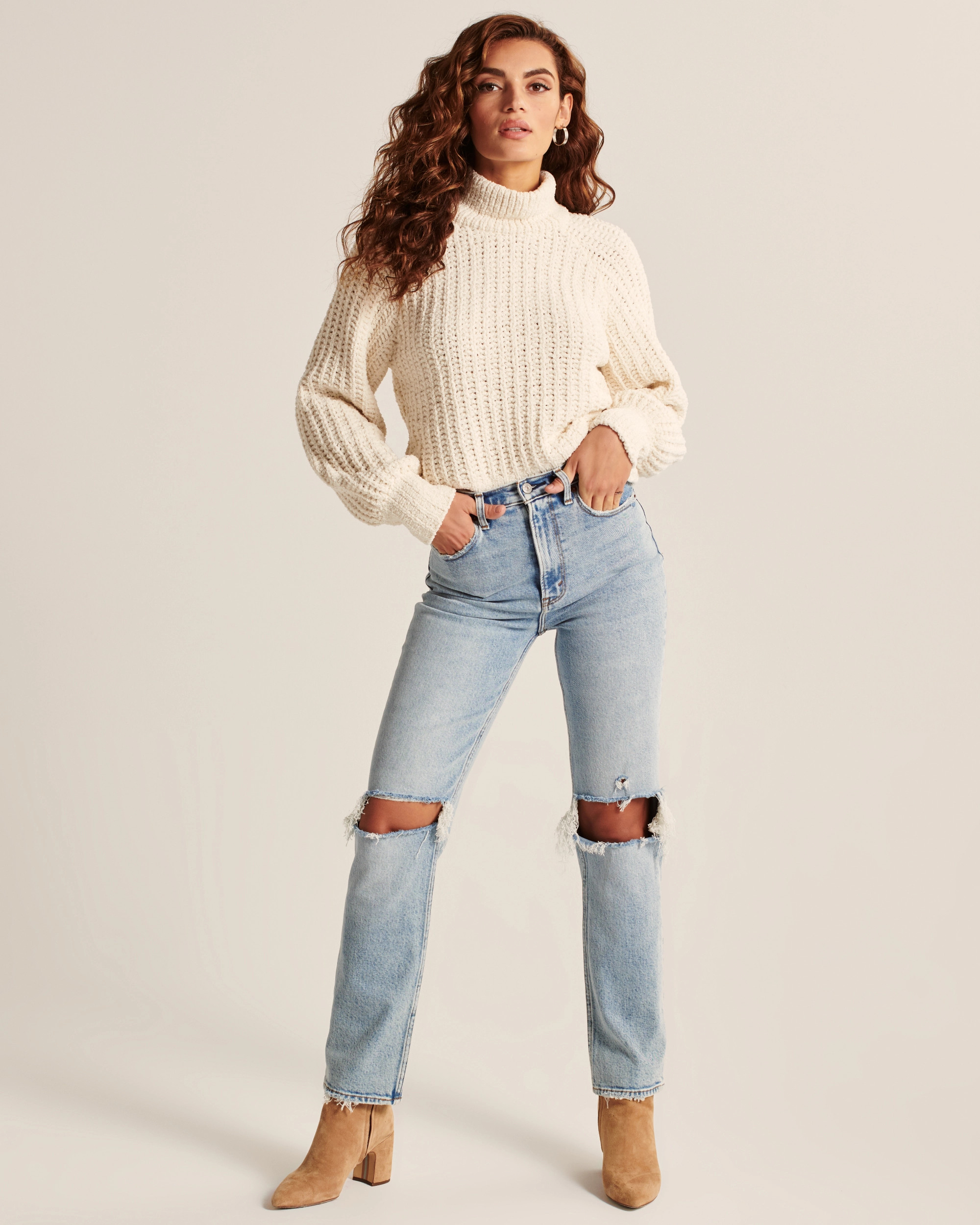 Women's Textural Chenille Turtleneck Sweater | Women's Tops | Abercrombie.com | Abercrombie & Fitch (US)
