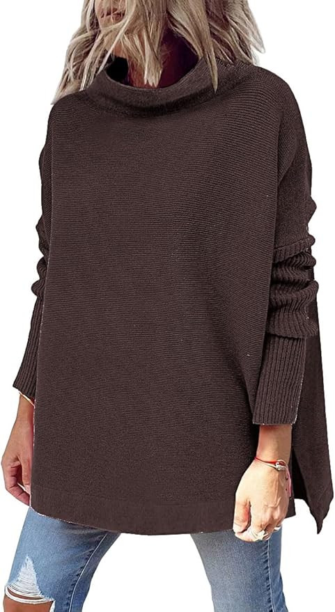 LILLUSORY Women's Mock Turtleneck Sweater Oversized Long Sleeve Casual Knit Pullover Tunic Tops W... | Amazon (US)