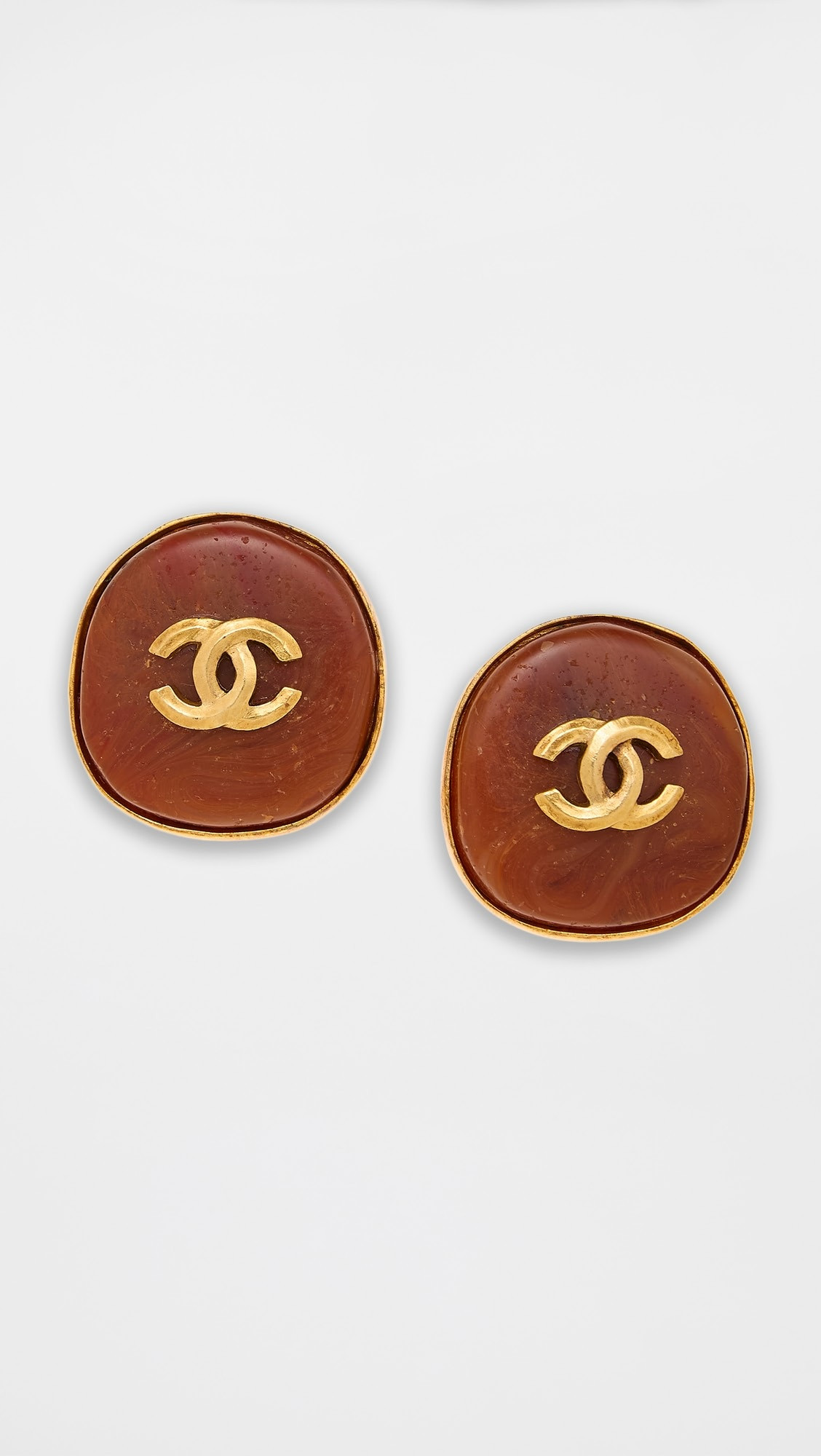 Chanel Gold Stone Button Earrings | Shopbop