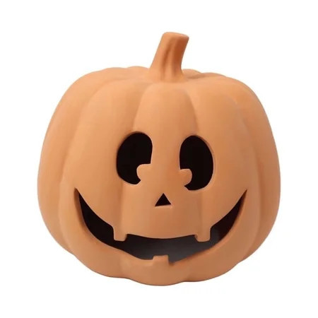 Jack-o'-Lantern Decoration, Terracotta Pumpkin Halloween Decor with Carved Smile, Fall Tabletop Accent for Mantel, Entryway, Covered Porch & Seasonal Home Display | Walmart (US)