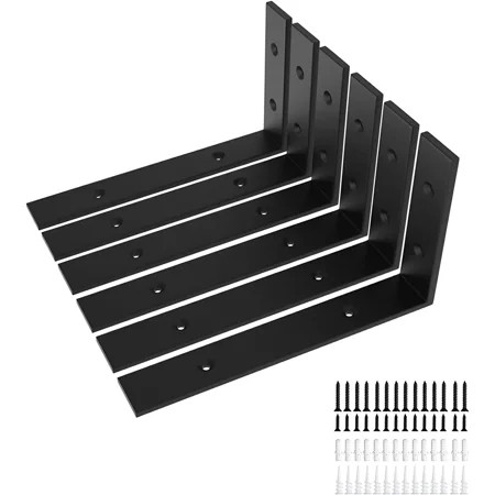 SOURCE Black Shelf Bracket 12 Inch Floating Shelf Bracket Heavy Duty 1/5 Inch Thick L Bracket for Sh | Walmart (US)