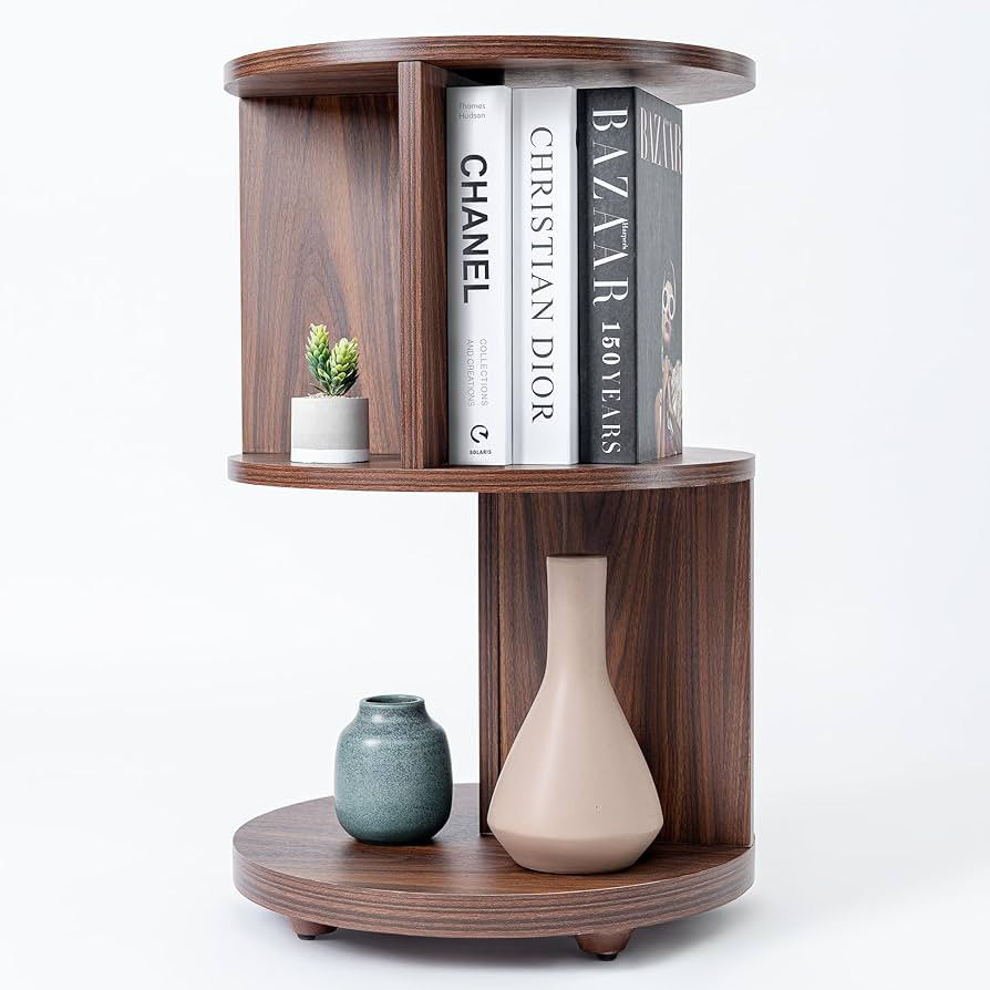 KAYMILY Side Table for Living Room, Circle Bookshelf Office End Table, Mid Century Modern Nightst... | Amazon (US)