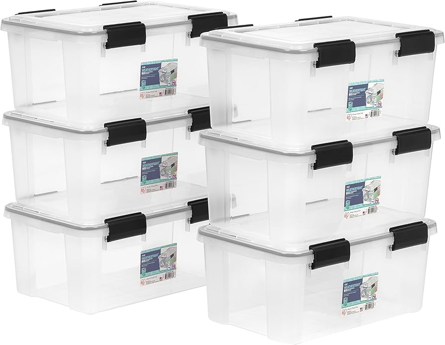 IRIS USA WeatherPro 19 Qt Storage Bins with Lids, 6 Pack, BPA-Free Plastic Gasket Box with Tight ... | Amazon (US)