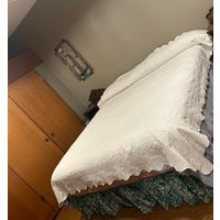 Vintage Quilted White Bed Coverlet/Bedspread Measuring Aprox 102""x96""With Scalloped Edge in Nice Condition | Etsy (US)