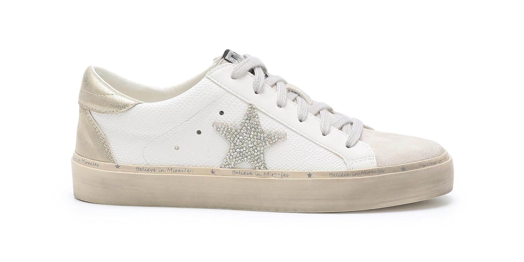 Mi.iM Gaby Rubber Sole Lace-up Snake Print Suede Star Sneakers | Amazon (US)