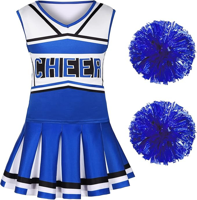 Girls Cheerleader Outfit Cheerleading Costume for Halloween Sport Games 3-10 Years | Amazon (US)