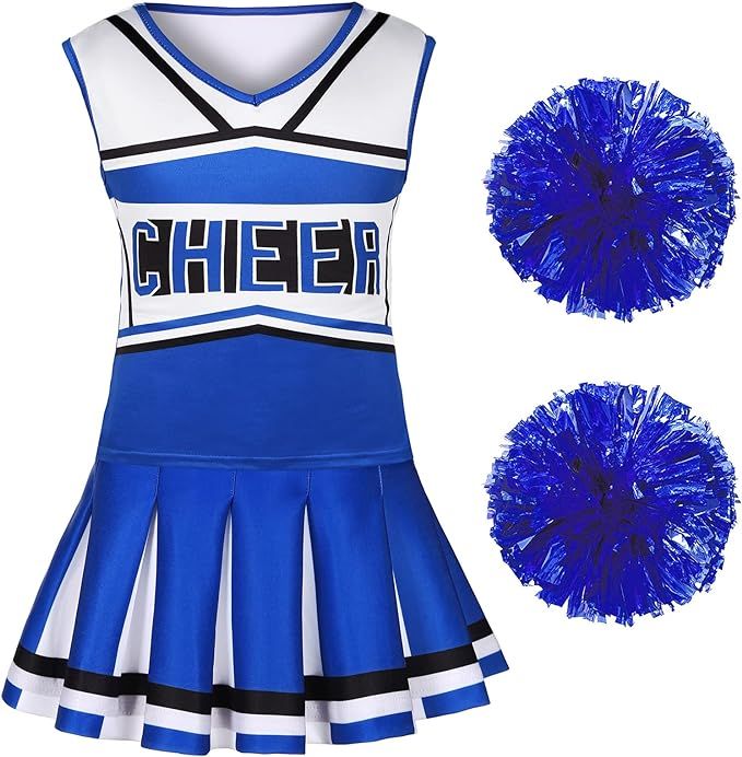 Girls Cheerleader Outfit Cheerleading Costume for Halloween Sport Games 3-10 Years | Amazon (US)