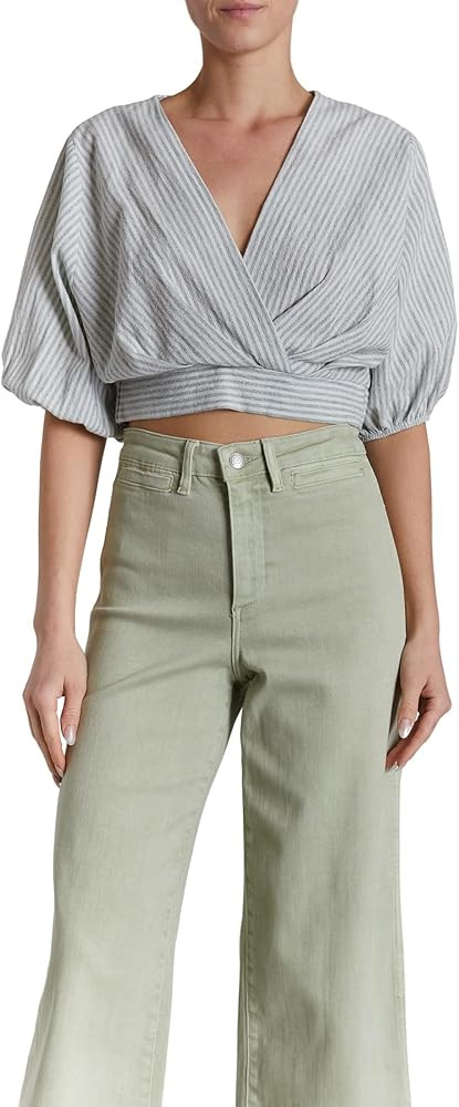 O A T New York Womens Contemporary Cropped Wrap Top, Comfortable & Designer Clothing Shirt | Amazon (US)