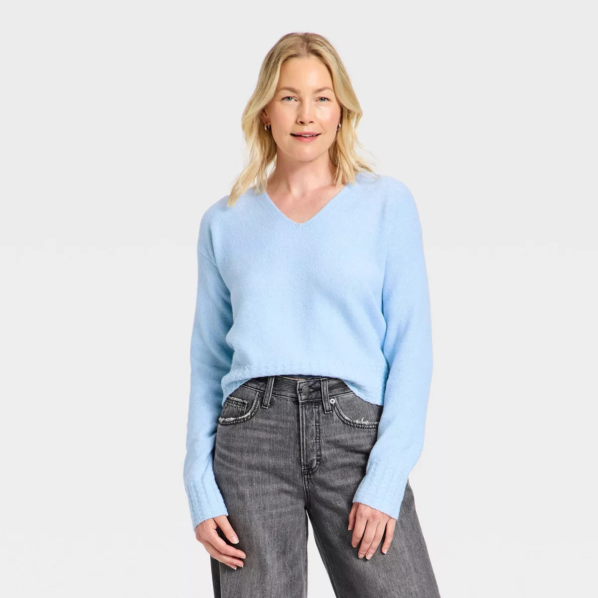 Women's Cable Trim V-Neck Pullover Sweater - Universal Thread™ | Target