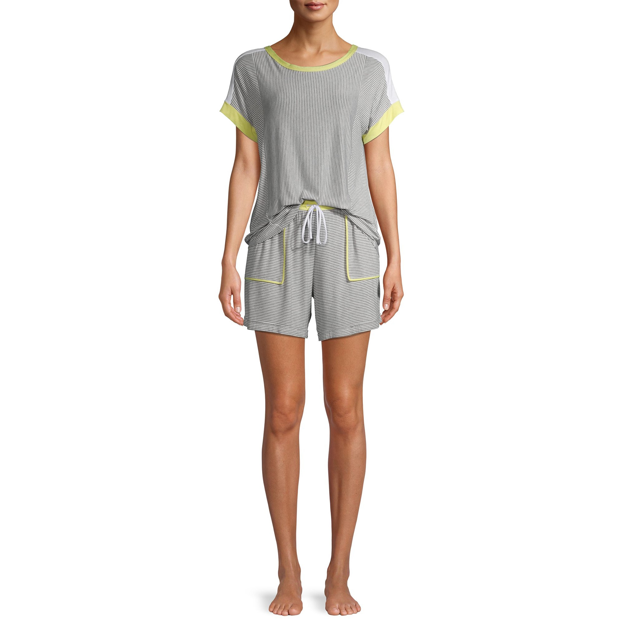 Secret Treasures Women's and Women's Plus Short Sleeve Top and Shorts Pajama Set | Walmart (US)