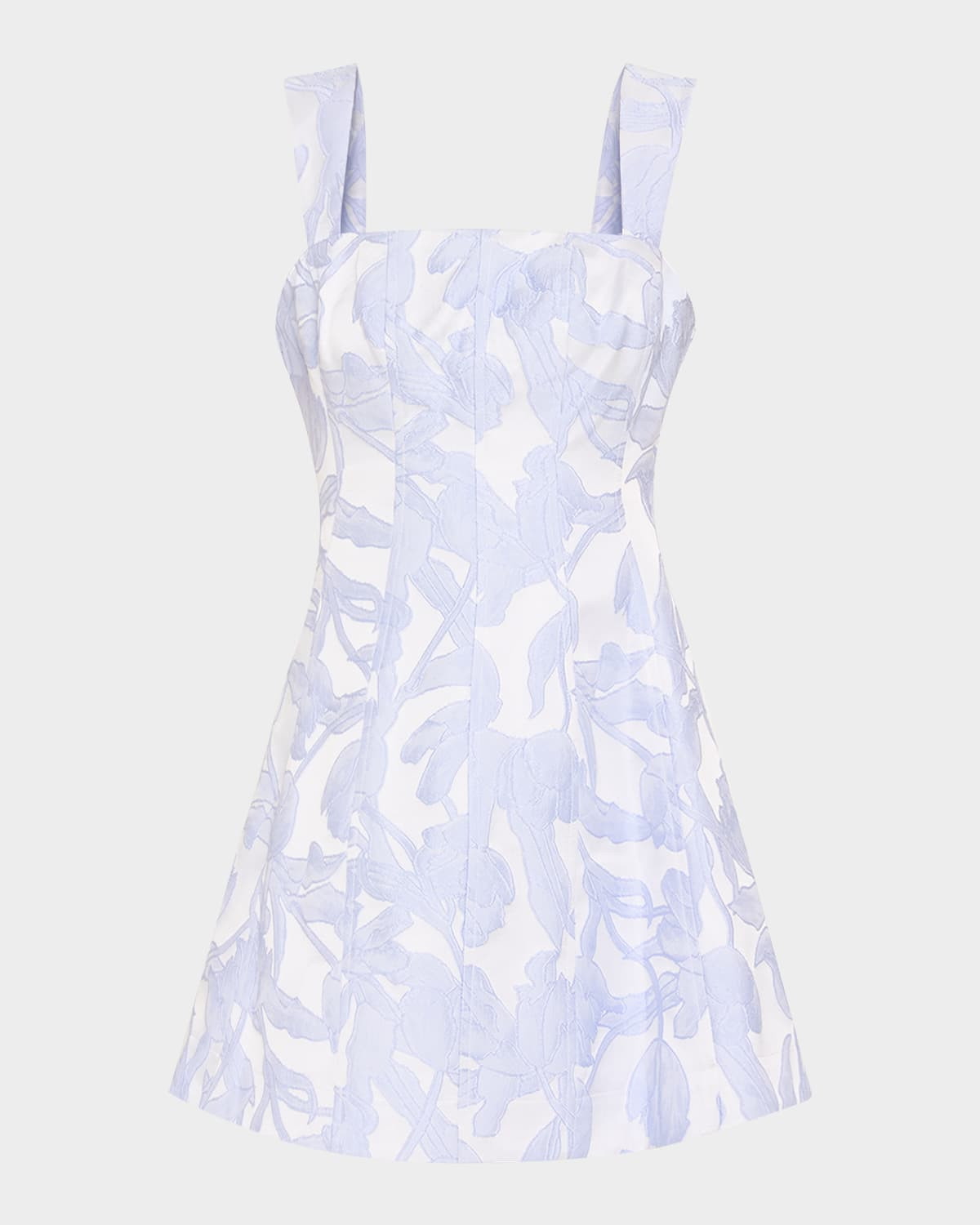 Square-Neck Floral Jacquard Mini Dress | Neiman Marcus