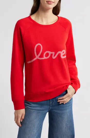 Love Metallic Cotton Blend Graphic Sweatshirt | Nordstrom