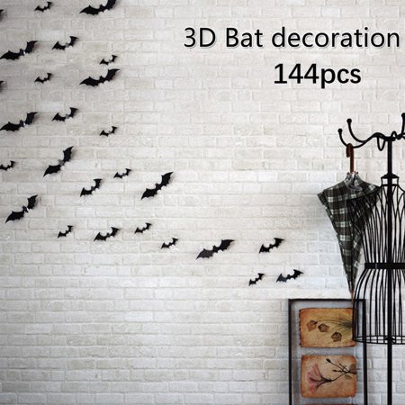 Black 3D DIY PVC Bat Wall Sticker Decal Home Halloween Decoration 36pcs | Walmart (US)