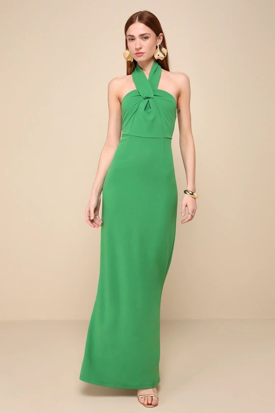 Mesmerizing Perfection Green Halter Neck Backless Maxi Dress | Lulus