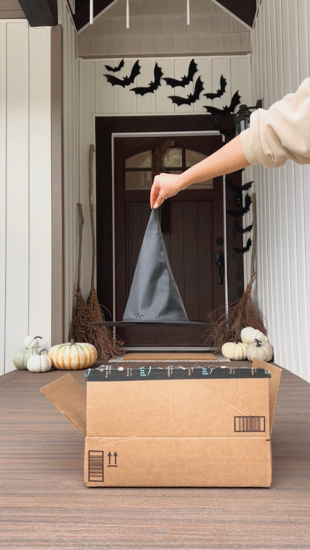 Get ready to be the spookiest house on the block with these magical floating Halloween witch hats. 🧹✨

They come in a pack of 12 and can be used in so many fun ways! Outdoor decor, Halloween group costumes, party decor and so much more. 🎃 They come with fishing wire for hanging — I just staple it to my porch beams and they stay up all season long.

#LTKHome #LTKSeasonal