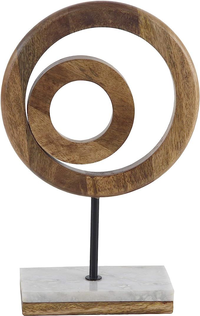 Deco 79 Modern Wooden Ring Sculpture, 4"W x 13"H, Black, Brown, White | Amazon (US)