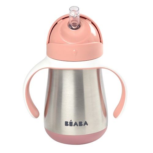 BEABA Stainless-Steel Straw Sippy Cup, Rose | Williams-Sonoma