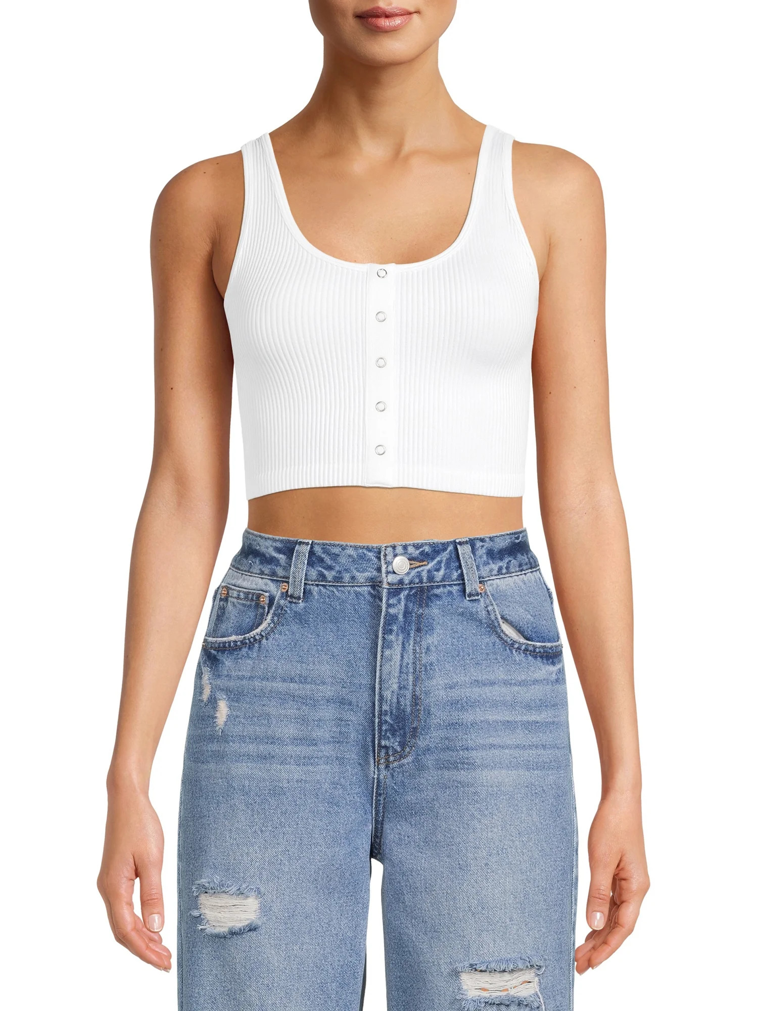 No Boundaries Women’s Seamless Henley Bra | Walmart (US)