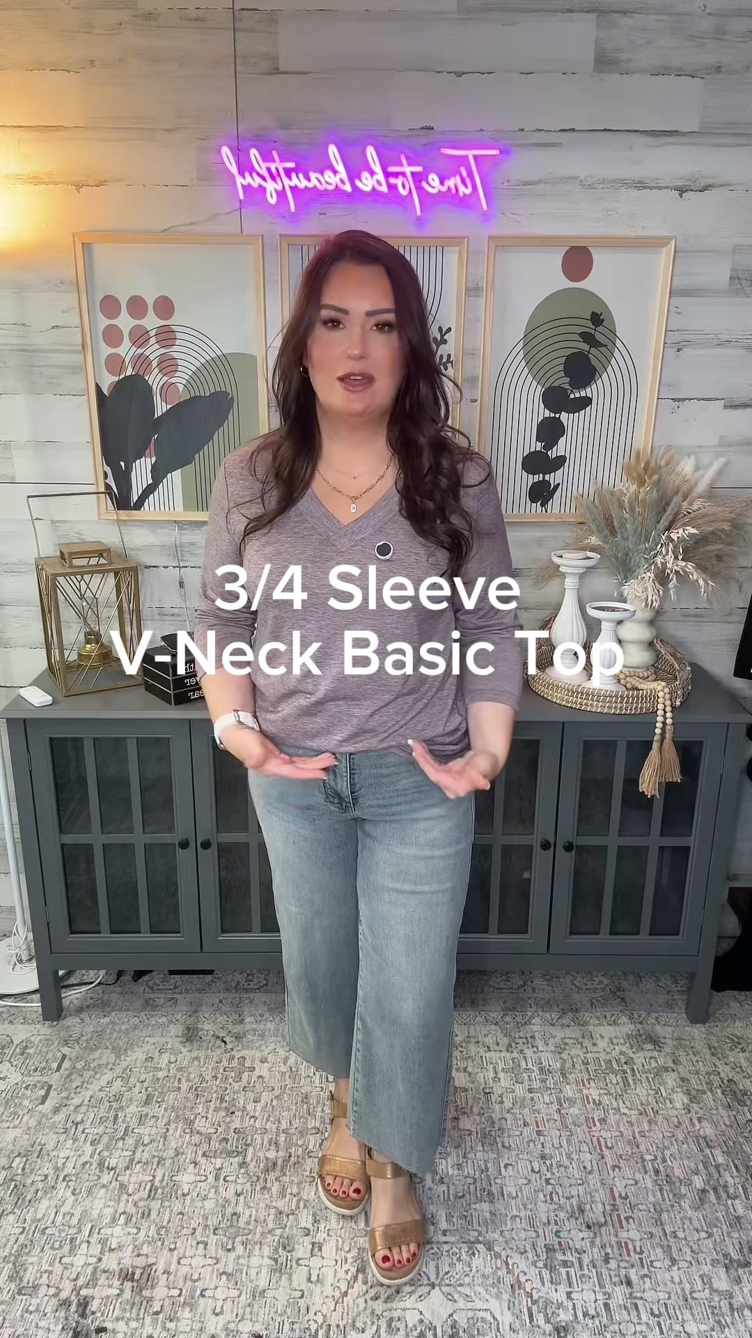 3/4 Sleeve V-Neck Basic Top 

#LTKOver40 #LTKStyleTip #LTKMidsize