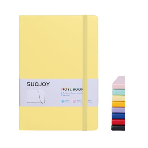 SUQJOY Lined Journal Notebooks, 160 Pages, 5.5x 8.2-Inch Journals for Women Men, Hardcover Notebook with 100 gsm Thick Paper, A5 Size College Ruled Notebook (Yellow) | Amazon (US)