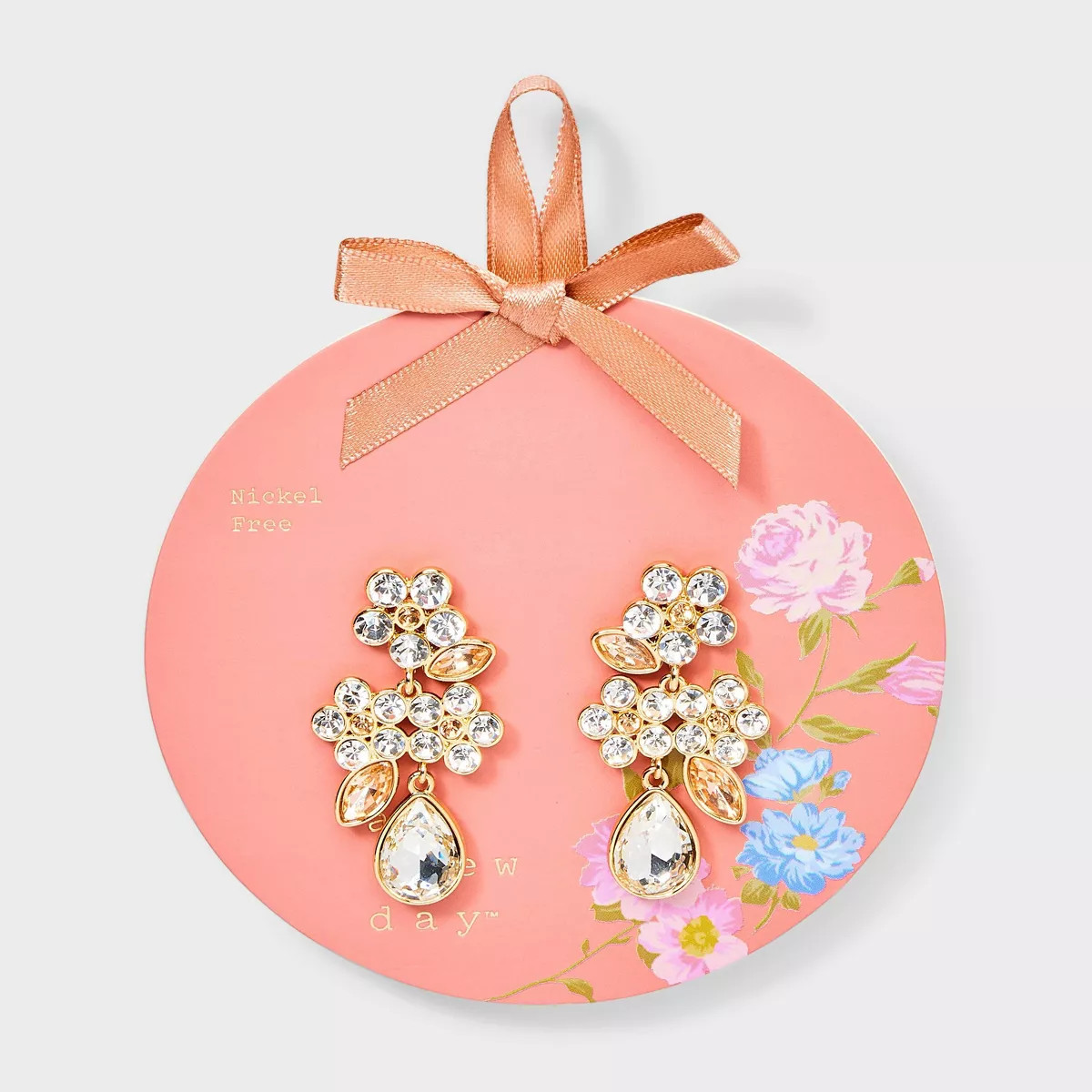 Floral Crystal Drop Earrings - A New Day™ | Target