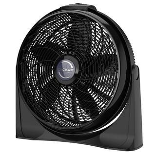 20 in. 3 Speeds Cyclone Floor Fan in Black with 90 Degrees Tilt Adjustment, Built-In Carry Handle, Wall Mountable | The Home Depot