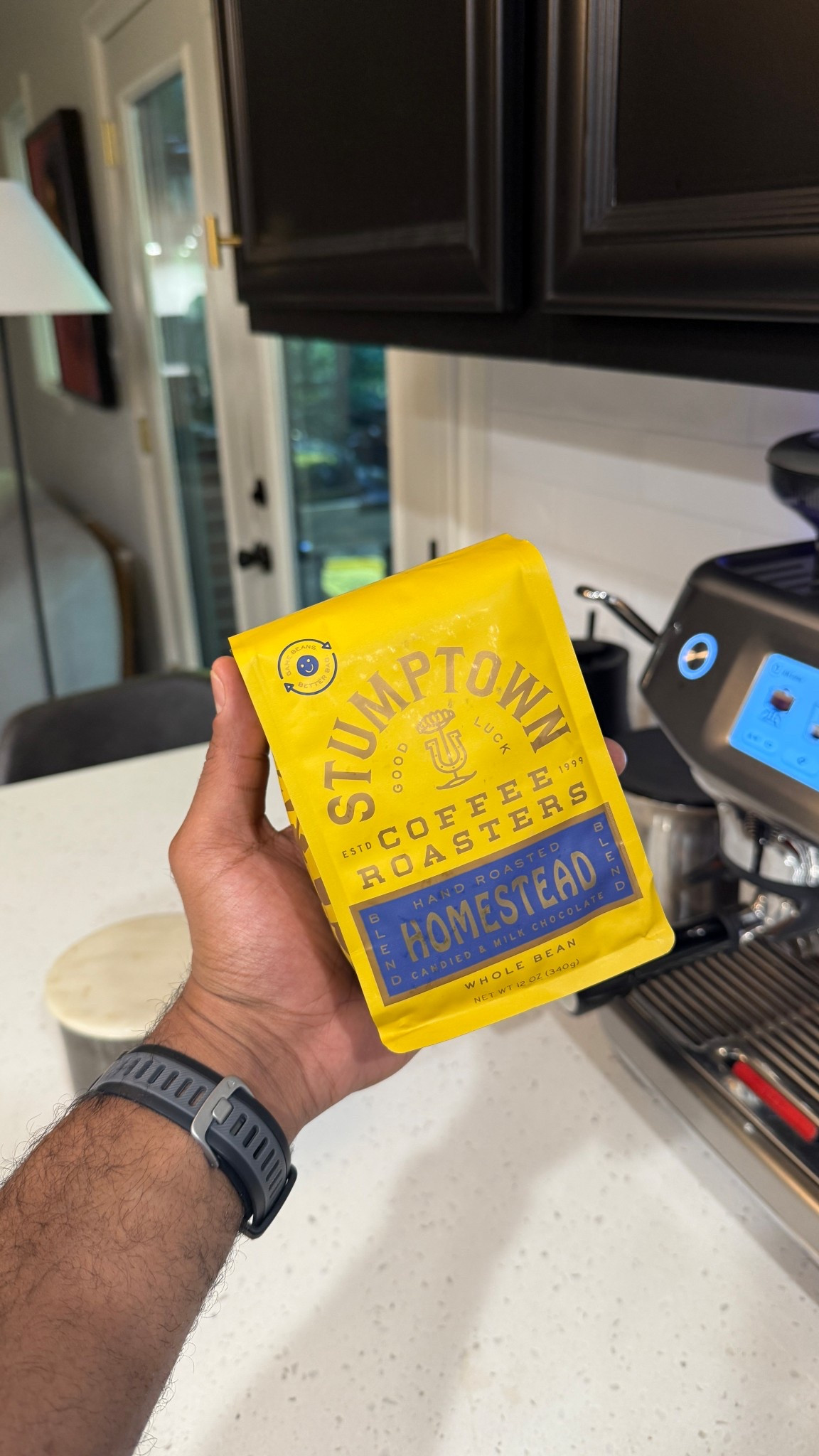 My go to coffee beans for my lattes at home.