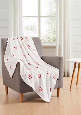 Modern. Southern. Home. Petite Heart Printed Plush Throw Blanket | Belk