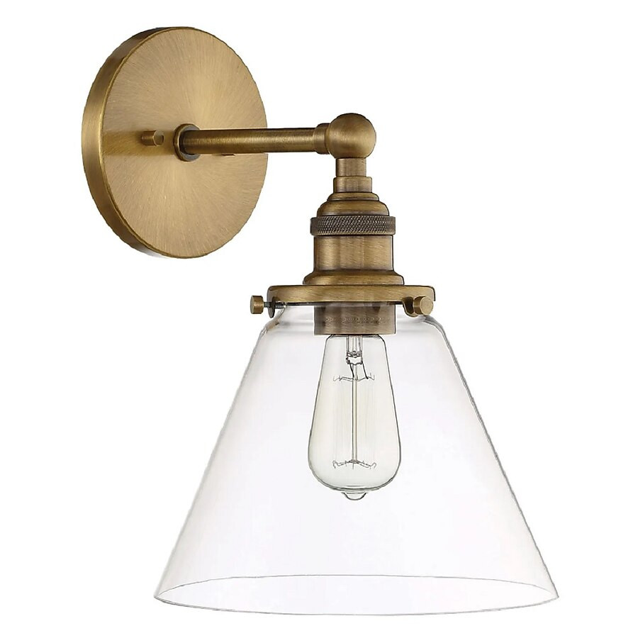 Signature Hardware Barwell 10-in W 1-Light Antique Brass Modern/Contemporary Wall Sconce | Lowe's