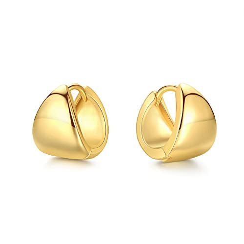 LUCKYPADS Gold Huggie Hoop Earrings - 14K Gold Plated Chunky Hoops for Women & Men | Amazon (US)