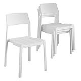 Novogratz Poolside Collection, Chandler Stacking Dining Chairs, Indoor/Outdoor, 4-Pack, White | Amazon (US)
